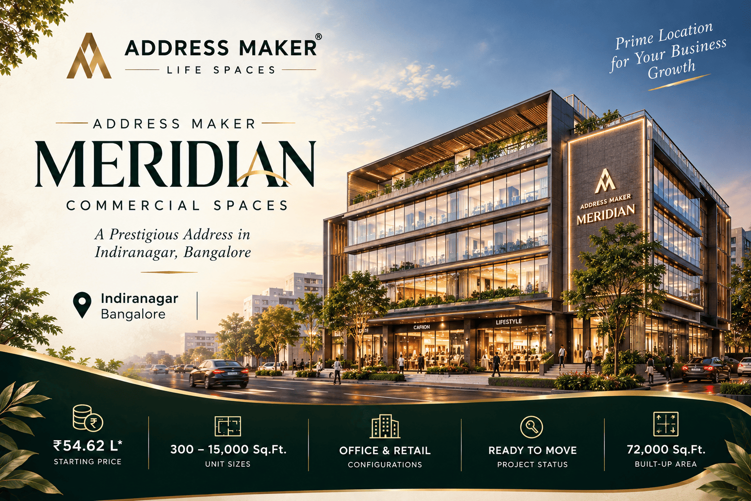 Address Maker Meridian - Premium Commercial Office & Retail Spaces in Indiranagar, Bangalore